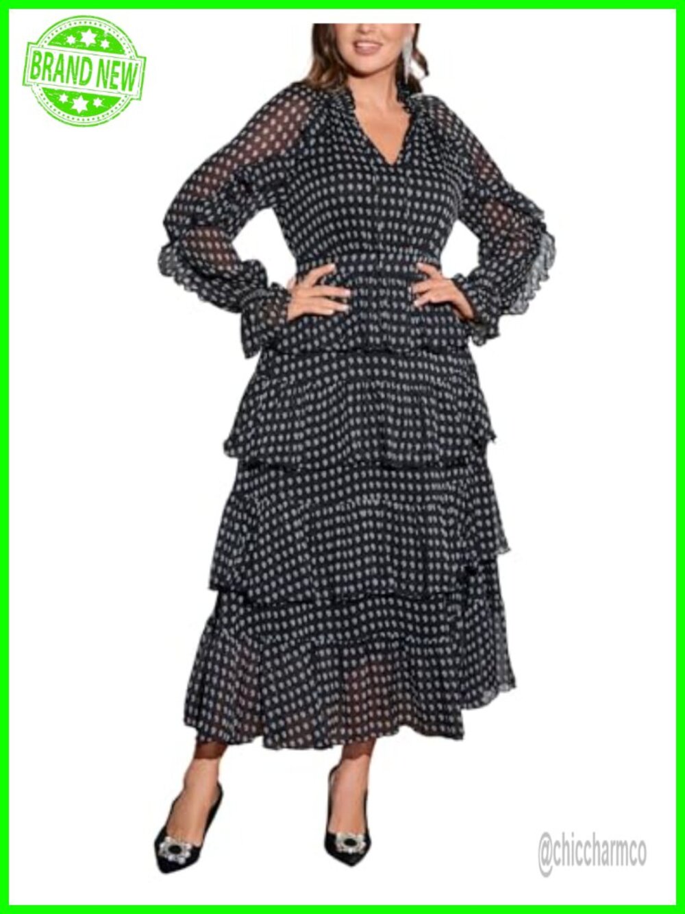 Plus Size Tiered Ruffle Chiffon Formal Dress